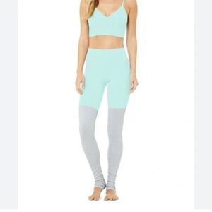 Alo Yoga Goddess Leggings Mint and Gray